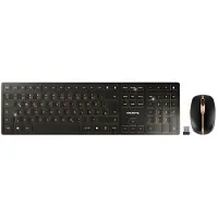 Cherry JD-9100IT-2, Langaton, RF Wireless + Bluetooth, Näppäimen saksikytkin, QWERTY, musta, Pronssi, Sisältää hiiren