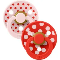 BIBS Studio Colour Polka 2-pack Pyöreitä Lateksituttia Blossom Candy Apple Blossom Candy Apple 0+M Latex Punainen 0+ kuukautta Pojat, Tytöt