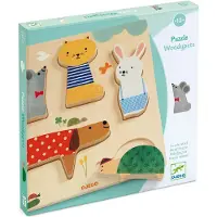 Djeco Wooden Block Puzzle Pets aktivoiva palapeli 12m+ 1 kpl