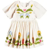 Molo Carlin Short-Sleeved Dress Dandelion Border 92/98 cm Beige 92/98 cm Tytöt