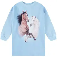Molo Cyrella Long-Sleeved Dress Bleu Horses 92/98 cm Sininen 92/98 cm Tytöt