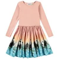 Molo Casie Long-Sleeved Dress Pandamazing 158/164 cm Vaaleanpunainen 158/164 cm Tytöt