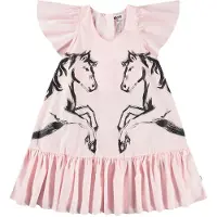 Molo Cinda Short-Sleeved Dress Folklore Horses 146/152 cm Vaaleanpunainen 146/152 cm Tytöt