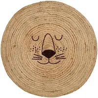Rice Lion Face Juutti Lattiamatto Natural One Size One Size Pojat, Tytöt