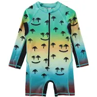 Molo Neka Yksiosainen Rashguard-uimapuku Palm Spray 86/92 cm Sininen 86/92 cm Pojat, Tytöt