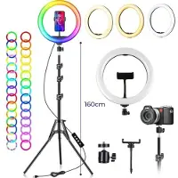 Magicso RGB rengasvalo jalustalla, 192cm puhelinpidike rengasvalo, rengaslamppu, monivärinen LED-valo valokuvaukseen ja videokuvaukseen