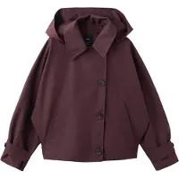 Mango Short Double-Breasted Trench Coat With Hood - Burgundy - M