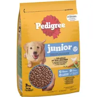Pedigree 3kg Junior siipikarja & kasvikset koiran kuivaruoka