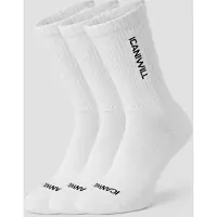 ICANIWILL Training Logo Sock 3-Pack White