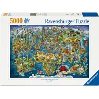 Ravensburger Palapeli - 5000 Tiilet - Kuvitettu World Map - - OneSize - Palapelit