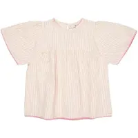Copenhagen Colors GOTS Seersucker Pusero Dusty Rose Cream Stripe 80 cm Vaaleanpunainen 80 cm Tytöt