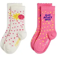 Mini Rodini The Milky Way 2-Pack Socks - Pink - 36/39