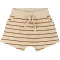 The New Siblings GOTS Nat Uni Shortsit Indian Tan Striped Indian Tan Striped 80 cm Ruskea 80 cm Pojat, Tytöt