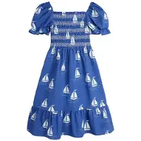Mini Rodini GOTS Sailing Boats Mekko Blue 92/98 cm Sininen 92/98 cm Tytöt