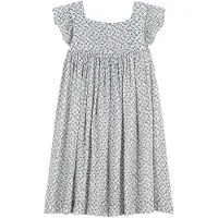 Petit Bateau Kukallinen Mekko Kermanvärinen 4 Y Sininen 4 vuotta Tytöt