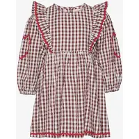 Sissel Edelbo Nanette MINI Mekko Ruskea Brown Checks Brown Checks 5-6 Y Ruskea 5-6 vuotta Tytöt