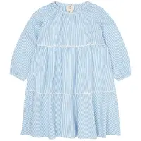Copenhagen Colors Bow Seersucker Mekko Sky Blue Cream Stripe 128 cm Sininen 128 cm Tytöt
