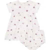 Petit Bateau Hearts Puuvillamekko Ja Bloomer Avalanche Multicolor 24 months Valkoinen 24 kuukautta Tytöt