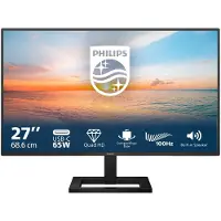 Philips 27inch 2560x1440 100hz ips flat h/a 100mm usb-c display pd 65w adaptivesync usb hub speakers low blue mode usb-c hdmi
