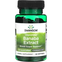 Swanson Health , Glukoosi Avu, Banaba Ekstrakti, 1.33 mg, 60 Pehmeäkapselia