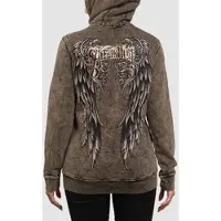Affliction Lovington Vetoketjullinen Huppari bklack / taupe lava tint wa Koko S