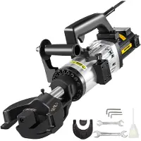 Vevor sähköinen hydraulinen raudoitustaivutin, 1500 W kannettava raudoitustaivutin, taivuttaa jopa 1 tuuman #8 (10-25 mm) raudoitusta 4 sekunnissa, tehokas teräsraudoitustaivutin työkalukotelolla, ölj