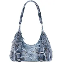 Desigual Olkalaukku sininen denim / ruskea / vaaleanvihreä / roosa