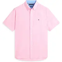 Tommy Hilfiger Linen Blend Solid Ss Rf Sht - Pink - L