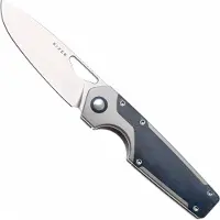Kizer Cutlery Serpentine KI3759FDA3 Satin M390, Titanium &amp; Blue Richlite Inlays, pocket knife, Jonathan Styles design