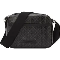 Calvin Klein Olkalaukku 'Coated Emblem Print Camera' harmaa / musta