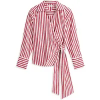 Tommy Hilfiger Poplin Knot Blouse With Ls - Red - 38