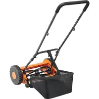 Vevor työnnettävä kelaruohonleikkuri 40 cm, 5 terää, manuaalinen työnnettävä ruohonleikkuri, ei moottoria, 15-45 mm säädettävä leikkuukorkeus, perässäkäveltävät ruohonleikkurit ruohonkerääjällä vihrei