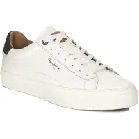 Pepe Jeans for man. PMS30930 Yogi Original white leather trainers (44), Flat, Laces, Casual