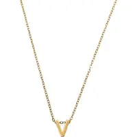 Timi Of Sweden Viola Letter Necklace Stainless Steel Gold V