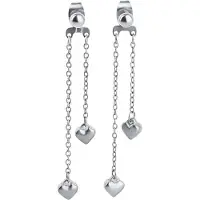 Timi Of Sweden Nella Heart Chain Earrings Stainless Steel Silver