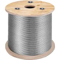 Vevor 3/16 tuuman 7x19 ruostumattomasta teräksestä valmistettu lentokonekaapelikela 500ft ruostumattomasta teräksestä valmistettu vaijeri T304 vaijerivinssin vaijerin vaihto (T304)