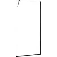 Vevor kiinteä lasinen suihkupaneeli, 864 x 1870 mm puolikehystetty kiinteä suihkuseinä, 8 mm paksu kirkas karkaistu lasiovi pohjatiivisteellä ja heloilla, helppo puhdistaa, kylpyhuoneeseen, mattamusta