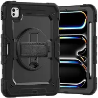 CaseOnline Hybridikuori olkahihnalla iPad Pro 11 (2025) - Musta
