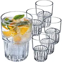Kadax 6x Kylmäjuomalasit 320 ml Vesijuomalasisetti, 6x šaltų gėrimų stiklinės 320 ml vandens gėrimų stiklinių rinkinys