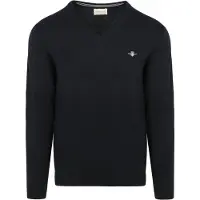 Gant for man. 8030562 V-neck jumper in classic navy cotton (M), Casual, Long sleeve