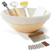 Hobby Hall Nostatuskori, Ø23 cm, banneton, leivän paistamiseen, lisävarusteilla