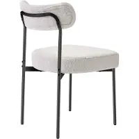 Vevor Boucle -ruokatuolien sarja, 4 kpl, 1900-luvun puolivälin modernit sherpa-aksenttituolit, verhoiltu sivutuoli ruokapöydälle, tilaa säästävä valkoinen keittiön pöydän tuoli kaarevalla selkänojalla