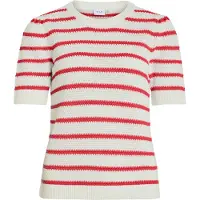 Vila Dalo O-neck Stripe Knit Lyhythihainen Neulepusero