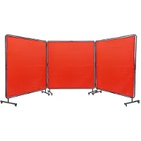 Vevor -hitsausseula kehyksellä, 6' x 6' 3 paneelihitsausverhot, liekinkestävä vinyylihitsaussuoja 12 kääntyvällä pyörällä (6 lukittavaa), liikuteltava ja ammattikäyttöön tarkoitettu, punainen