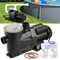Vevor -allaspumppu, 1300 W, 28 800 l/h maksimivirtaus, yksinopeusallaspumppu, AC 220–240 V, 2850 rpm, 17 m maksiminostokorkeus, 24 tunnin ajastin ja suodatinkori, maanpäällisiin ja maanalaisiin uima-al