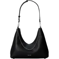 Calvin Klein Emblem Hw Pebble Shoulder Bag - Black - ONE SIZE