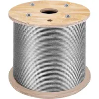 Vevor T316 ruostumattomasta teräksestä valmistettu vaijeri, luja jännitys, joustava ruostumattomasta teräksestä valmistettu vaijeri, ulkohalkaisija 3,2 mm, pituus 1000 jalkaa, 11,14 kN, kaapelikisko (