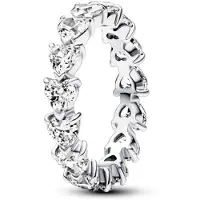 Pandora Sydänrivi-sormus hearts sterling silver ring with clear cubic zirconia 193103c01