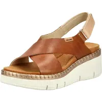 Pikolinos for woman. W0K-0606C1 Brown Gomera leather wedge sandals (39), 3 to 5 cm, Velcro, Casual