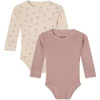 Buddy & Hope Petter Baby Body Pink Mauve/Flowers 2-Pack 50/56 cm Vaaleanpunainen Kukat 50/56 cm Pojat, Tytöt